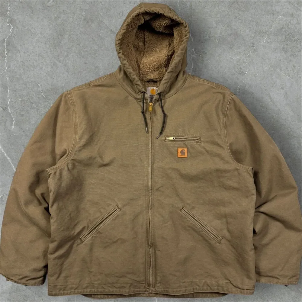 Vintage Carhartt J141 LBR Hooded Detroit Sierra Sherpa Lined Jacket EUC! - 2XL